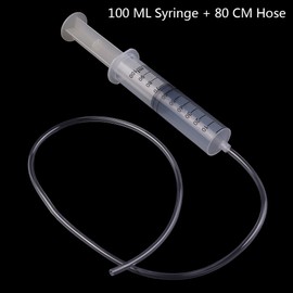 Buytra 2 Pack 100ML Plastic Syringe with Handy Tubing 80cm Long for Injecting, Drawing Oil, Fluid and Water