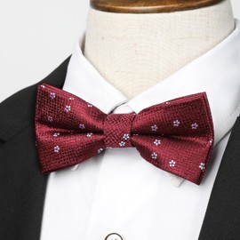 HISDERN Bow Ties for Boys Kids Bow Tie Pre Tied Adjustable Clip On Red Toddler Bowties Burgundy Wine Red Fun Patterned Bowties for Wedding Party