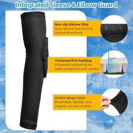 Volleyball Knee Pads and Arm Sleeves with Elbow Pads Set, High Protection Arm Pads Knee Pads for Teens Women Men Volleyball Basketball Football Skateb