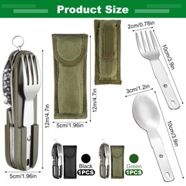 Camping Cutlery Stainless Steel Outdoor Cutlery 2 Pieces Camping Cutlery 7 in 1 Multifunctional Travel Cutlery Folding Cutlery Travel Cutlery with Belt Bag for Camping Outdoor Hiking Travel Picnic