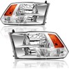 Headlight Assembly for 2009 2010 2011 2012 2013 2014 2015 2016 2017 2018 Dodge Ram 1500,10-18 Ram 2500 3500 Halogen Headlamp Replacement Pair, Chrome Housing Amber Corner