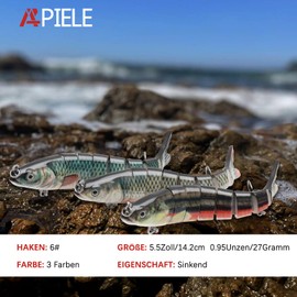 APIELE Kunstköder, Angelköder, Fischköder, Wobbler Hecht Köder, für Zander Barsch Forellen Swimbait, Süßwasser Salzwasser Angelausrüstung Angeln Geschenk