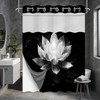 DLTAY Black and Grey Hookless Shower Curtain with Snap in