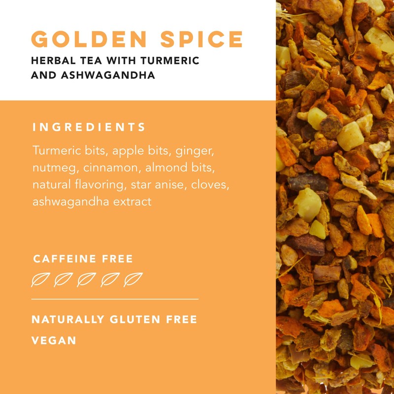 Pinky Up Golden Spice Herbal Tea, Herbal Tea with Turmeric