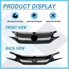 CABOHON Front Bumper Grille For 2016-2018 Honda Civic Type R Style
