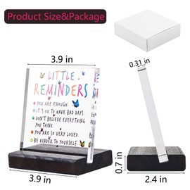 Ruksifg Motivational Acrylic Desk Sign Decor Little Reminders Desk Sign Encouragement Gifts for Women Mental Health Gifts Dorm Decor for College Girls Positive Gifts Inspirational Gift