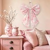 Suncalla 2 Pcs Pink Toile Chinoiserie Wreath Bow for Front