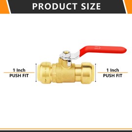 1-PC HeSun Push Fit Ball Valve, 1/2-Inch Push-to-Connect Full Port Shut-off Valve for Hot and Cold Water,with 1 Disconnect Clip, PEX,Copper,CPVC, Red(PF-VALVE046)
