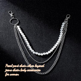 Abien Pearl Pants Chain Hip Hop Jeans Chain Layered Belt Chain Punk Trouser Chain Body Accessories for Women Men(pearl-1)
