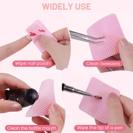 540PCS Lint Free Nail Wipes Pink, Glue Wipes Lash Extensions - Soft Nail Polish Remover Pads, Non-Woven Nail Polish Remover Wipes - Lint Free Wipes for Nails, Eyelash Extensions, Lash Glue,PA-020