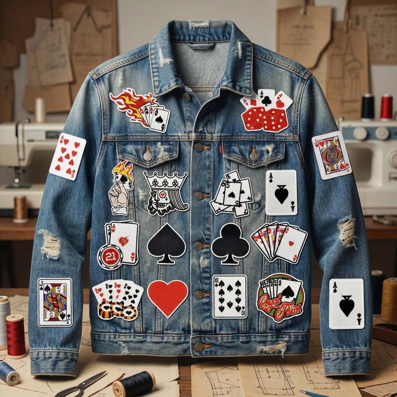15PCS Playing Card Patches, Poker Suit Embroidered Appliques for Clothes,