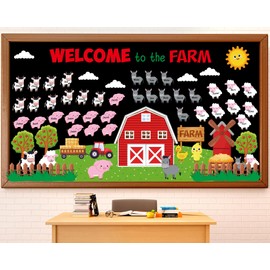 ZOIIWA Welcome to The Farm Bulletin Board Set Farm Animals Classroom Decorations Farm Animal Cutouts Farm Bulletin Board Border Wall Classroom Decor for Back to School Teacher Supplies