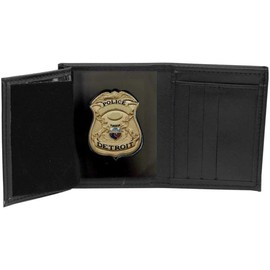 Perfect Fit Shield Wallets Detroit Police Recessed Badge Wallet (Cutout 187, 2.6 inches tall), Black, One Size