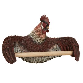 Grand Rooster Kitchen Wall Brown Paper Towel Holder | Rustic | Chicken | Hanging Paper Towel Holder Display | Wall Mounted Paper Towel Rack | Farm | Farmhouse | Kitchen | Country Home Decor Accent