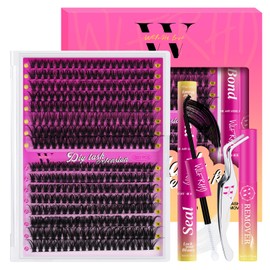 Lash Extension Kit 320PCS Eyelash Clusters 40D 50D DIY Eyelash Extension Individual Lashes Natural Lash Clusters Kit with Lash Bond and Seal, Remover and Tweezers(D-Mix9-16mm)