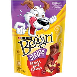 Beggin' Strips Dog Treats, Bacon and Beef Flavor, 6 Oz Pouch