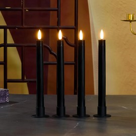 Simplelight Flameless Taper Candles with Timer - Battery Operated Candles Black Color, LED Candlesticks, Taper Candle Battery Operated H:9.5 Inch (Black)