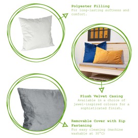 Nicola Spring Rectangle Velvet Pillow - Green - Pack of 2-60cm x 40cm - Soft Filled Decorative Throw Pillow Scatter Cushion with Pillowcase Cover & Inserts for Bed, Sofa Chairs