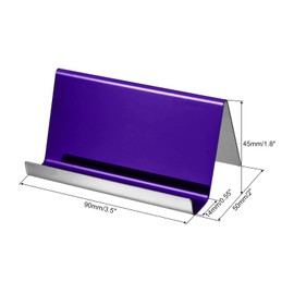 PATIKIL Business Card Holder, Reflective 304 Stainless Steel Desktop Name Cards Display Stand for Office Desk, Purple