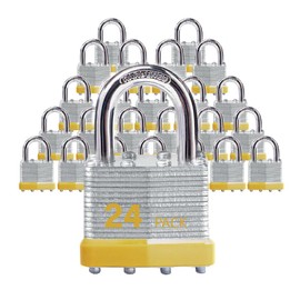 XanHen Keyed Alike Laminated Steel Padlocks with Normal Shackle for Sheds, Fences & Lockers (24-Pack)