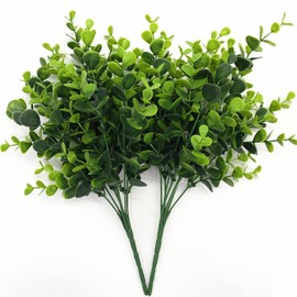 Artificial Eucalyptus Plant Decoration, Fake Leaves Eucalyptu Shrubs Branches Faux Greenery Leaf Bud Stems Grass for Indoor Outdoor Wedding Bouquets Table Centerpieces Vases Flower Floral Décor 2 Pack