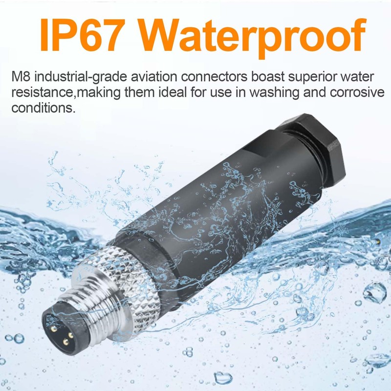10Pcs M8 3-Pin Male Aviation Connector Industrial A-Code Plug Waterproof