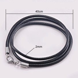 Genuine Leather Chain 2 mm Thickness with Lobster Clasp Made of 925 Sterling Silver Pack of 2