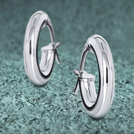 Miore 9 ct White Gold Plain Creole Earrings