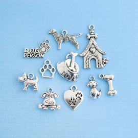 Unbranded Dog Lover Charm Collection Antique Silver Tone 10 Different Charms - COL024