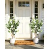 47 inch 2 Pack Artificial White Camellia Trees with Ground