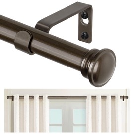 TONIAL Curtain Rod 32 to 115 Inch(2.6 to 9.6 ft), Telescoping Splicing 3/4 Drapery Rods for Windows 83 to 110 Inch(6.9 to 9.1 ft), Decorative Single Rod with Small Cap Finial, Bronze