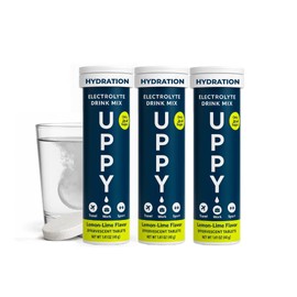 Uppy! Lemon-Lime Electrolyte Hydration Tablets – 30 Count (3x10) – Dissolves in Water for Rapid Rehydration – For Travel, Sports & Festivals – Portable Electrolyte Wellness Drink