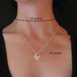 Lotus Flower Pendant Necklace with Genuine Gemstone Birthstone Charm, Sterling Silver or 14k Gold Filled / 24k Gold Vermeil (Amethyst, sterling-silver)