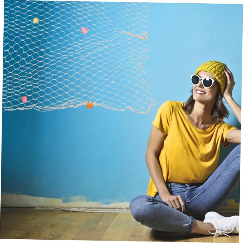 OSALADI Mediterranean Style Fishing Net Wall Hanging Decor Decorative Net