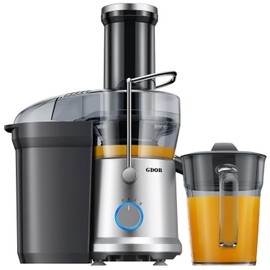 GDOR 1200W Juicer Machines with Larger 3.2" Feed Chute, 45oz Large Juice Jug, Centrifugal Juice Extractor Maker with Titanium Enhanced Cutting System, Dual Speeds, BPA-Free, Silver