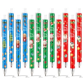 WorldBazaar Christmas Pens Bulk 30PCS Christmas Retractable Ballpoint Pens for Kids Adults Office Home School Supplies Holiday Party Favors