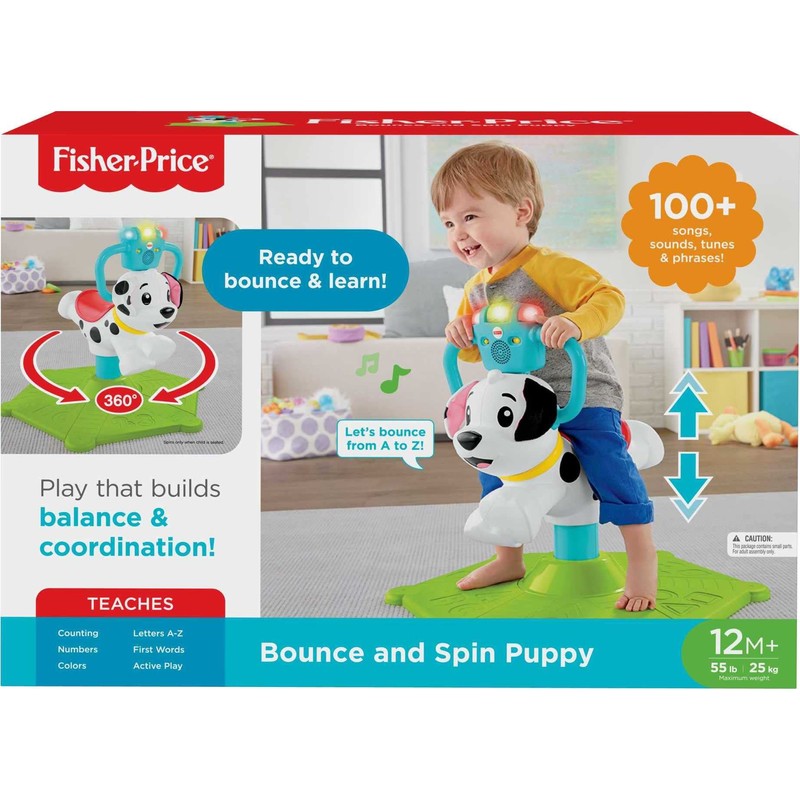 Fisher-Price Toddler Learning Toy, Bounce and Spin Puppy Stationary Ride-On