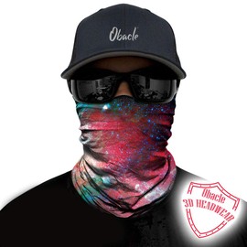 Obacle Seamless Bandana for Rave Face Mask Dust Wind Sun Protection Neck Gaiter Tube Mask Headwear Bandana for Women Men Festival Party Motorcycle Riding Outdoor (Starry Star Green Pink)