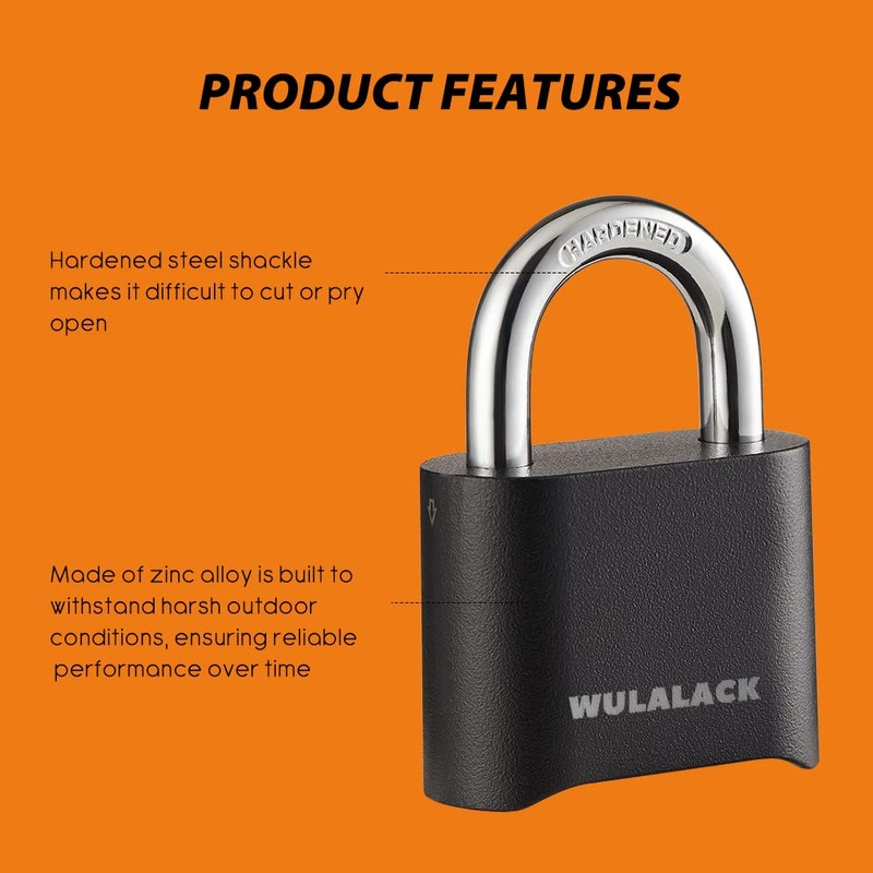 WULALACK Combo Lock, Heavy Duty Outdoor Combination Lock Weatherproof, Combination