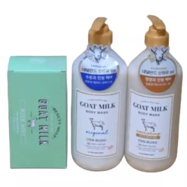 Shower Mate 샤워메이트 산양유 바디워시 800ml 2개(오리지널1,허니1)+산양유비누 90g 4입 Shower Mate Goat's Milk Body Wash 800ml 2pcs (Original 1, Honey 1) + Goat's Milk Soap 90g 4pcs [One set]