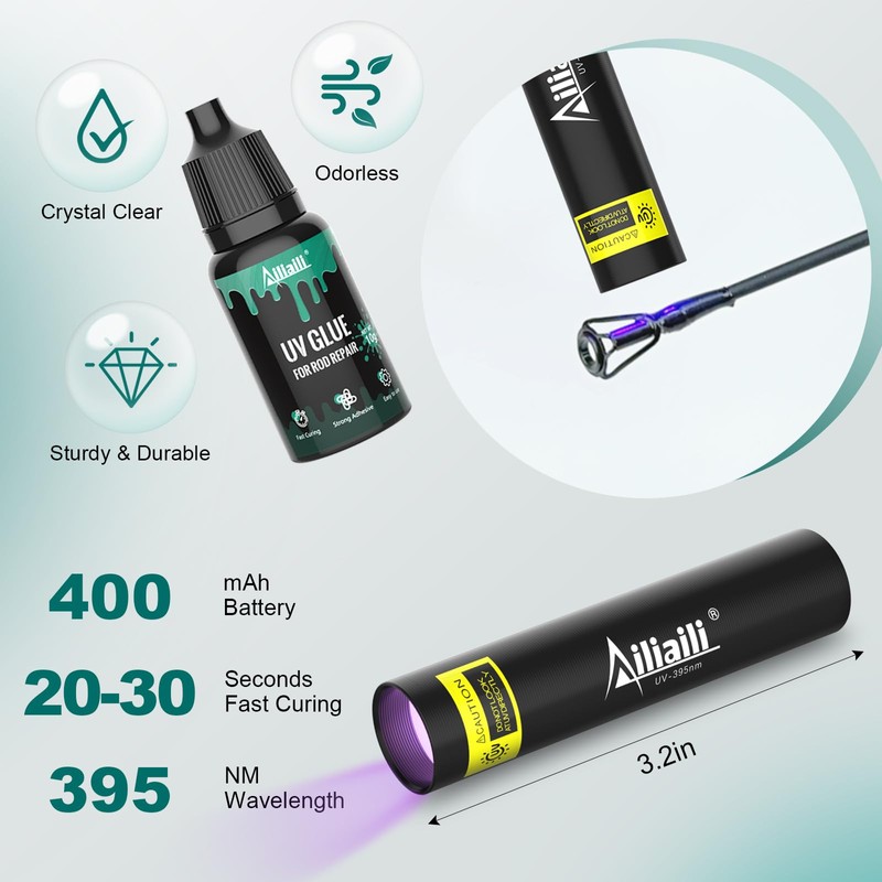 ailiaili Fishing Rod Tip Repair Kit, Easy&Fast Fishing Pole Tip