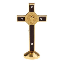 POFET Crucifix Jesus Christ Cross Statue Figurine For Car Home Chapel Decor - Gold
