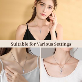 Epicover Butterfly Necklaces for Women, Butterfly Cross Design, Set of 2 Pieces, Fashion Cross Necklace for Adult, Copper Material