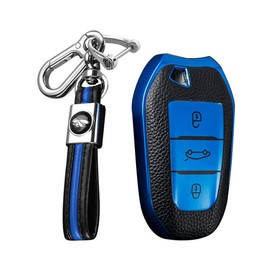 KUNIO Car Key Case Fits Peugeot 308 408 508 208 2008 3008 4008 5008 for Citroen Grand C4 Picasso C4L C6 C3-XR Accessories TPU Key Fob Remote Control Cover 3 Buttons Blue