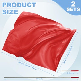 Jetec 2 Sets 55'' x 78'' Rectangle Worship Flags with Scalable Rod Rectangular Silk Like Praise Church Flags Metallic Dance Flags with Flexible Pole for Practice Performance Ministry (Red)