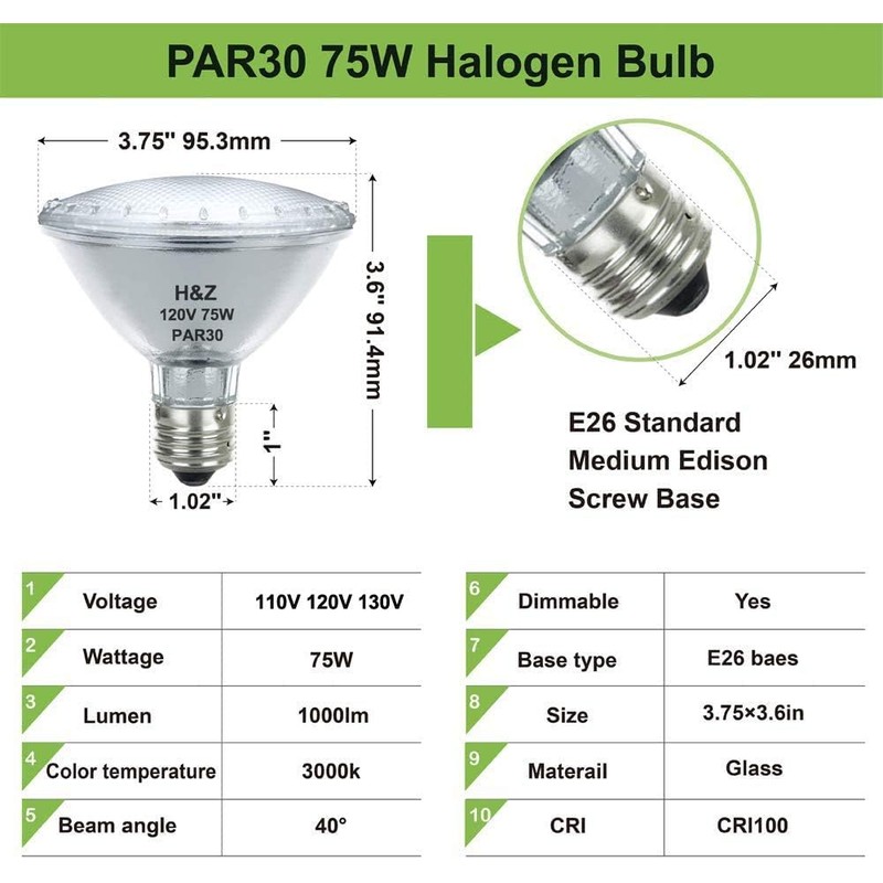 H&Z Par30 Short Neck, 6 Pack High Output Par30s Halogen
