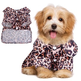 Timoey Leopard Print Summer Dog Clothes Silk Soft Dog Shirt for Small Dog Cat Puppy Chihuahua Adorable Wearing Stylish Cozy T-Shirt(L)
