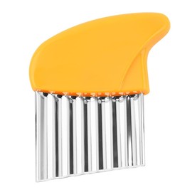 Crinkle Cutter Stainless Steel Potato Carrot Chip Vegetable Crinkle Wavy Chopper Cutter French Fry Slicer (Yellow)