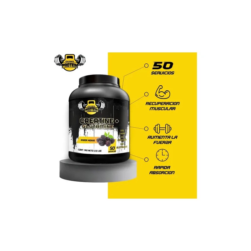 Guns Creatina Glutamina Polvo 1kg Suplemento Fitness