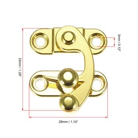 sourcing map Antique Vintage Lock Clasp Right Latch Hook Hasp 33mmx28mm Swing Arm Latch Gold Tone 2 Pcs
